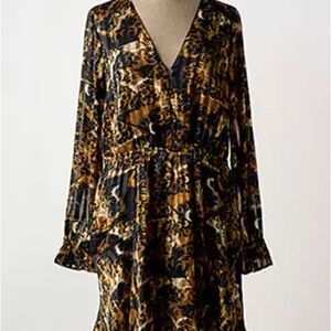 Scotch & Soda Black and Gold Printed Long-Sleeve Day Dress